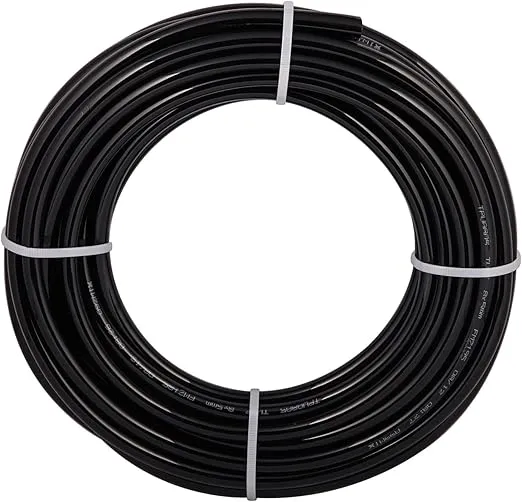 1/4" OD PU Tubing, 32.8 Feet Length Pneumatic Hose for Air Compressor or Fluid Transfer Line (Black, 32.8FT)