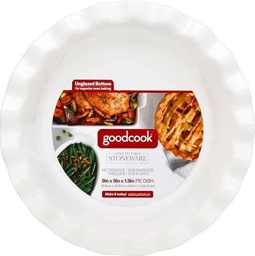 GOOD COOK White Ceramic Pie Plate, 1 EA