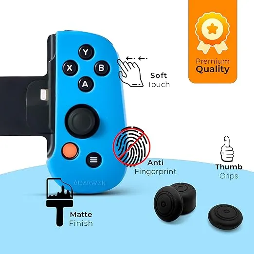 Silicone Grip Case Cover + Thumb caps for Backbone One Controller - Ergonomic and Protective Sleeve Skin Shell for an Enhanced Experience, Stronger Hold and Thicker Grip [for Lightning Version]