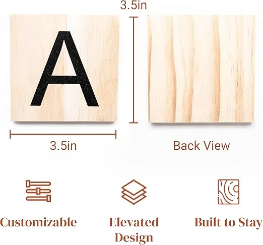 Stiles Letter Tiles, Wall Decor, Wooden Crossword Letters for Living Room, Dining Room, Kitchen, or Bedroom, Family Signs for Home 3.5 Inch, Letter X