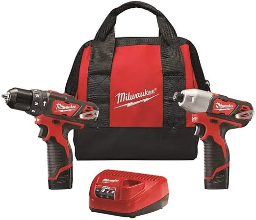 Milwaukee 2497-22 M12 12V Cordless Lithium-Ion 2-Tool Combo Kit Hammer Drill & Impact Driver