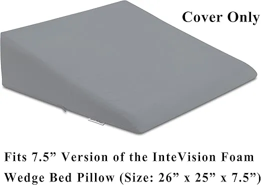 InteVision 400 Thread Count, 100% Egyptian Cotton Pillowcase. Designed to Fit The 7.5" Version of The InteVision Foam Wedge Bed Pillow (26" x 25" x 7.5") (Gray)