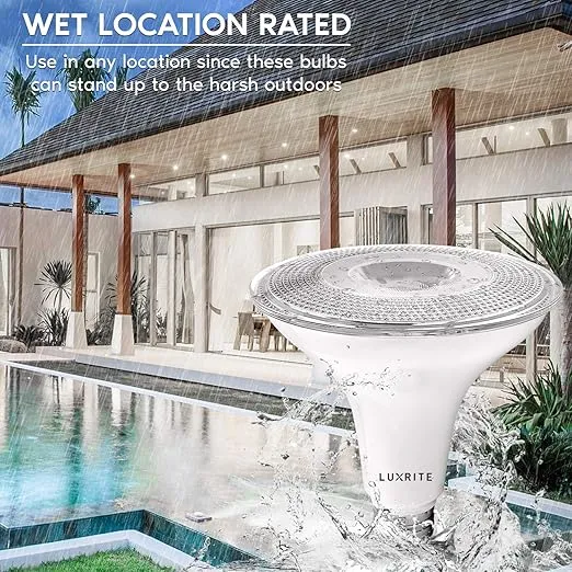 LUXRITE 4 Pack PAR38 LED Outdoor Flood Light Bulbs, 120W Equivalent, 1250 Lumens, 4000K Cool White, 15W Dimmable, Indoor Outdoor Spotlight Bulb, Wet Rated, E26 Standard Base, UL Listed