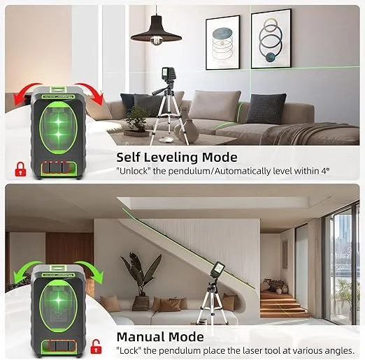 Laser Level 360 Self Leveling, Huepar Box-1G 150 feet Lazer Level Outdoor Green Cross Line with Pulse Mode, 150° Vertical Selectable Laser Lines, 360° Magnetic Base and Battery Included