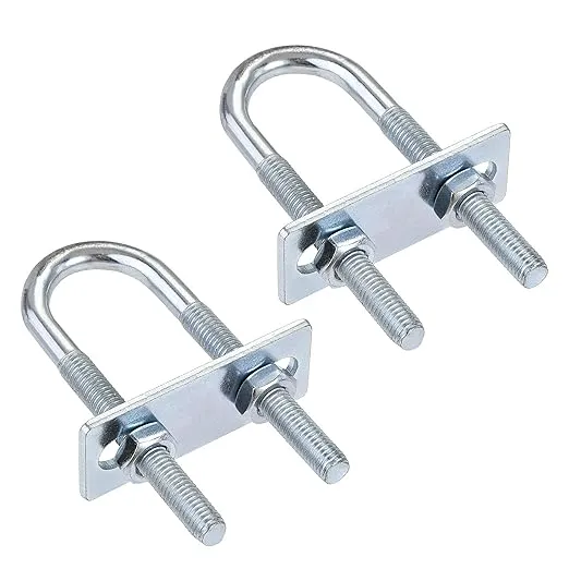 uxcell Round U-Bolts 2 Sets 0.98"(25mm) Inner Width 90mm Length Steel M8 with Nut, Plate