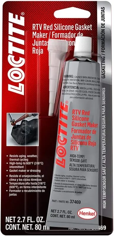LOCTITE 596 Red RTV Silicone for Automotive: Sensor-Safe, High-Temperature, Silicone Sealant, Works on all Metals, Flexes with Movement | Red, 80 ml Tube (PN: 37469 - 492001)