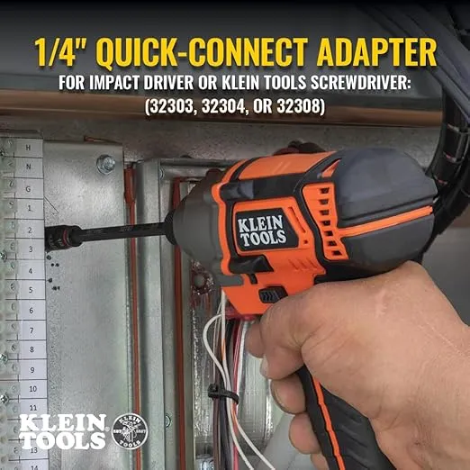 Klein Tools 32768 Impact Driver Set, 3-in-1 SAE Impact Socket and Bit Holder, Flip Socket with 1/4 Nut Driver and 5/16 Nut Driver Hex Sizes, 3 and 5-Inch Lengths, 2-Piece