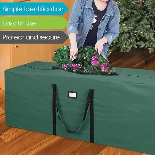 Primode Christmas Tree Storage Bag | Fits Up to 9 Ft. Tall Disassembled Tree | 25" Height X 20" Wide X 65" Long | Durable 600D Oxford Material | Heavy Duty Xmas Storage Container (Green)