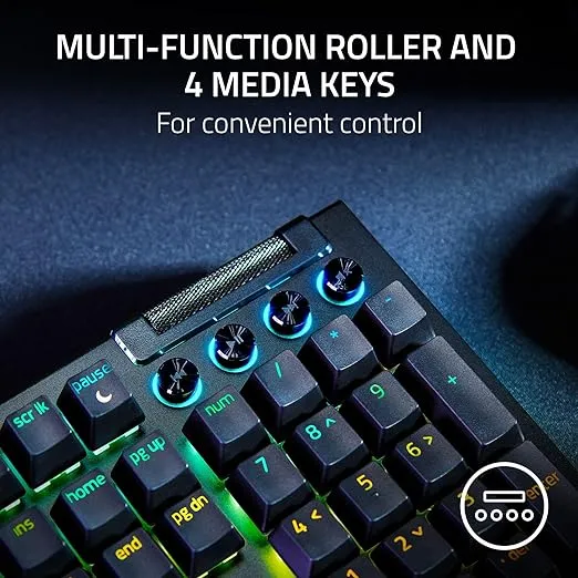 Razer BlackWidow V4 Mechanical Gaming Keyboard: Green Switches Tactile & Clicky - Chroma RGB - 6 Macro Keys - Magnetic Wrist Rest - Doubleshot ABS Keycaps - Roller & Media Keys - Snap Tap