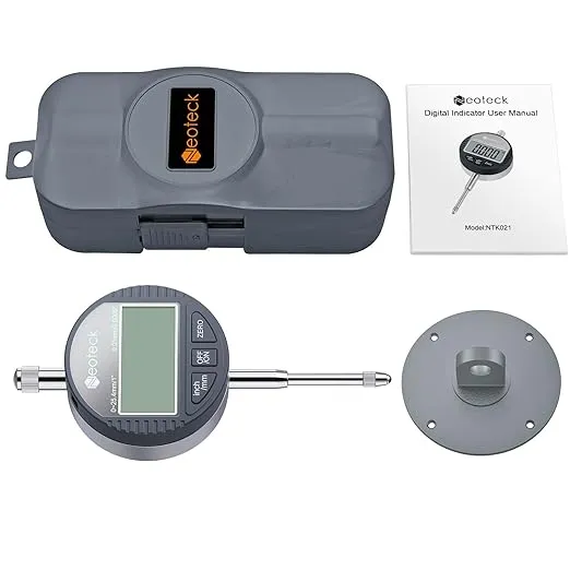 Neoteck DTI Electronic Digital Dial Indicator 1 inch/25.4 mm | Digital Probe Indicator Dial Test Gauge High Resolution: 0.0005 inch/0.01mm - Silver Gray