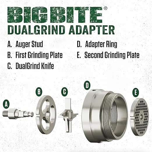 LEM Products #12 DualGrind Adapter, Stainless Steel Meat Grinder Attachment, Ideal for Frequent Use