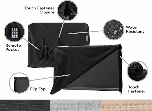 Covermates Flip Top Outdoor TV Cover – Various Sizes, Heavy-Duty Polyester, Weatherproof, Dustproof, Remote Pocket, OutdoorTV Covers, 65-68 Inch Screen Size, Ripstop Black