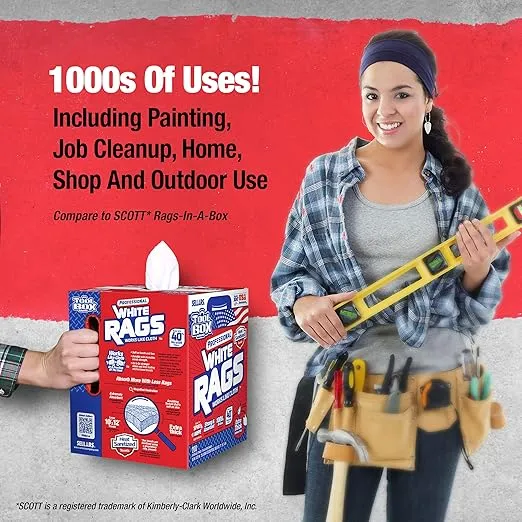 Sellars 58202 ToolBox White Rags Box, 10" x 12" (6 Boxes of 200 Sheets)