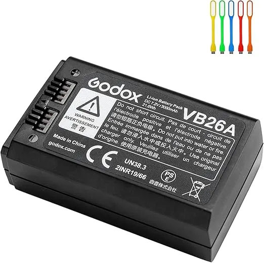 GODOX V1 Battery VB26 VB26A VB26B Rechargeable Li-ion Battery V1 V1-S V1-N V1-C V1-F V1-O Round Head Flash V860III V860III-S V860III-C V860III-N V860III-O V860III-F AD100PRO Camera Speedlite