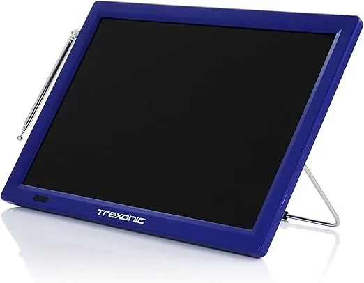 Trexonic Portable Rechargeable 14 Inch LED TV with HDMI, SD/MMC, USB, VGA, AV in/Out and Built-in Digital Tuner, Blue