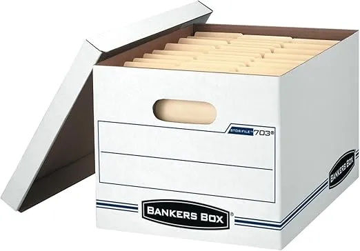 Bankers Box STOR/FILE Storage Boxes, Standard Set-Up, Lift-Off Lid, Letter/Legal, 6 Pack (57036-04)