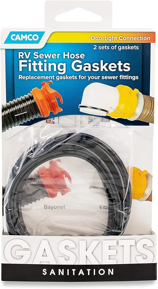 Camco Sewer Hose Replacement Gasket - Replacement Gaskets for RV Sewer Fittings to Ensure an Odor Tight Seal | Two Bayonet & Two 4-in-1 Gaskets - 4 Pack (39834) , Black