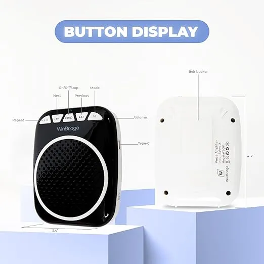 WinBridge WB001 Portable Voice Amplifier with Headset Microphone Personal Speaker Mic Rechargeable Ultralight for Teachers, Elderly, Tour Guides, Coaches, Presentations, Teacher