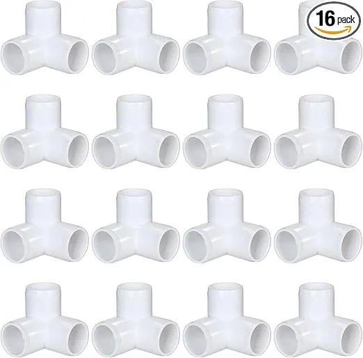 16 Pack PVC Elbow Fittings 3/4 Inch 3 Way PVC Pipe Fitting Connectors, PVC Pipe Tee Corner Fitting- Build Heavy Duty Furniture, 3 Way PVC Pipe Joint