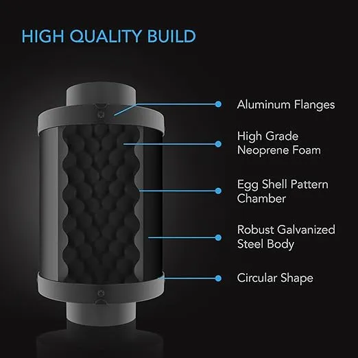 AC Infinity Inline Duct Fan Silencer, 8" Noise Reduction Muffler Blower Silencer for Indoor Hydroponics Grow Tent Ventilation Systems