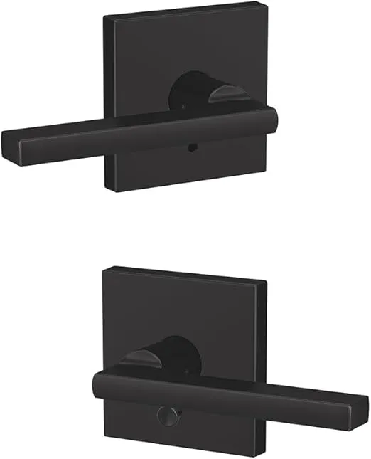 SCHLAGE Custom FC21 LAT 622 COL Latitude Lever with Collins Trim Hall-Closet and Bed-Bath Lock, Matte Black