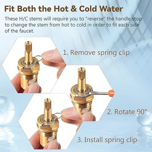 Enhon Faucet Cartridge Compatible with American Standard 994053-0070a or 994053-0070a/H Bathroom Kitchen Bathtub Faucet Stem Replacement, 4z-24h Hot and Cold Replacement Stem, Brass (1 Pack)