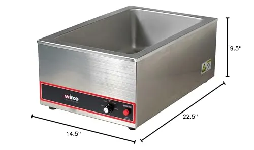 Winco FW-S500 Commercial Portable Steam Table Food Warmer 120V 1200W,Stainless Steel,Large