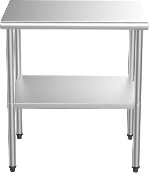 ROVSUN 30'' x 24'' Stainless Steel Table for Prep & Work,Commercial Worktables & Workstations, NSF Heavy Duty Metal Table with Adjustable UnderShelf for Kitchen Restaurant,Home,Hotel,Outdoor