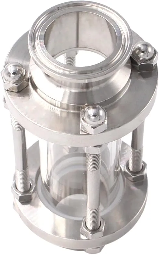 DERNORD In-Line Sight Glass with Clamp End,Flow Sanitary Straight Sight Glass SUS316 2 Inch Tri Clamp Type (Flow Pipe OD 51MM)