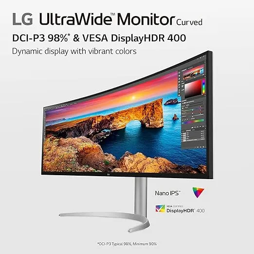 LG 49WQ95C-W 49 Inch 32:9 Curved UltraWide DQHD (5120 x 1440) Nano IPS Monitor, NVIDIA G-SYNC Compatible & AMD FreeSync Premium Pro, HDMI 2.1 & USB Type-C (90W PD), Tilt/Height/Swivel Adjustable