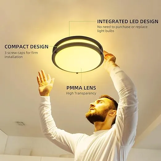13 inch Flush Mount LED Ceiling Light Fixture, 2700K/3000K/3500K/4000K/5000K Adjustable Ceiling Lights, Oil Rubbed Bronze Saturn Dimmable Lighting for Hallway Bathroom Kitchen or Stairwell, ETL Listed