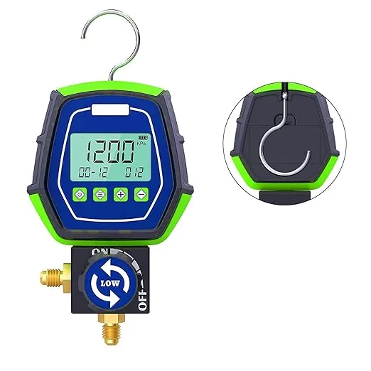 Digital HVAC Gauges,R410A R134A Digital Vacuum Pressure Manifold gauges Set with 90 Refrigerants Leak Detection Mode (Single Test Data)