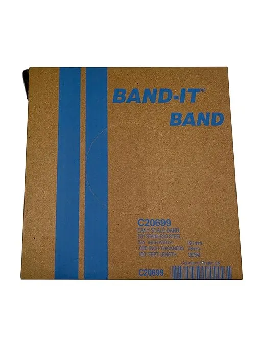 BAND-IT C20699 201 Stainless Steel Bright Annealed Finish Band, 3/4" Width X 0.030" Thick, 100 Feet Roll