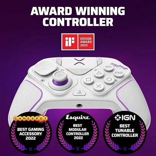 PDP Victrix Pro BFG Wireless Gaming Controller for Playstation 5 / PS5, PS4, PC, Modular Esports Gamepad, Remappable Buttons, Customizable Triggers/Paddles/D-Pad/Fightpad, PC App, White