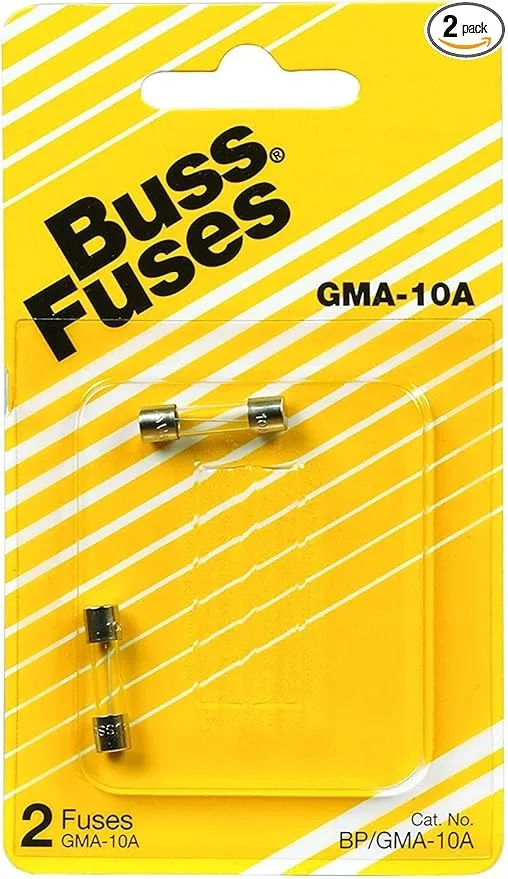 Bussmann BP/GMA-10A 10 Amp Glass Fast Acting Cartridge Fuse 125V Ul Listed, Carded (2 Pack)