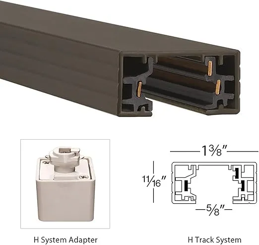 WAC Lighting H Track 6FT Single Circuit Field Cuttable 120V Track for H Style 3-Wire Track Fixtures with 2 Endcaps in Dark Bronze