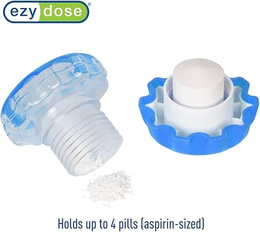 EZY DOSE Pill Crusher, Vitamins, Tablets Crusher and Grinder, Effortlessly Crushes Medications into Fine Powder, Features Storage Compartment, Durable, Easy-to-Use Design, Blue, Large, BPA Free