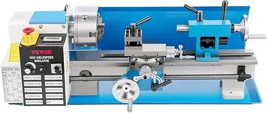 VEVOR Mini Metal Lathe, 7"x14", 550W Variable Speed 2250 RPM Metal Lathe, with 3-jaw Chuck Mini Lathe Machine Benchtop Metal Lathe Digital Display for Metal Turning