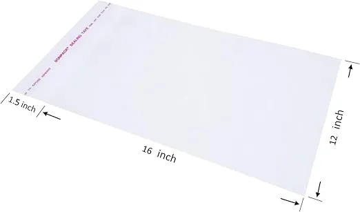 Wowfit 100 Count 12x16 Inch Clear Cellophane Plastic Bags, Resealable Self-Sealing Cello Bags Great for Packaging Clothing, Shirts, Decorative Wrappers, Party Favors, Artwork and More