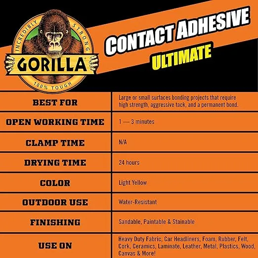 Gorilla Contact Adhesive Ultimate, 12.2oz Web Spray Adhesive, White, (Pack of 1)