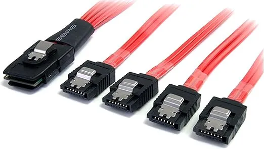 StarTech.com 1m Serial Attached SCSI SAS Cable - SFF-8087 to 4x Latching SATA SAS cable (SAS8087S4100)