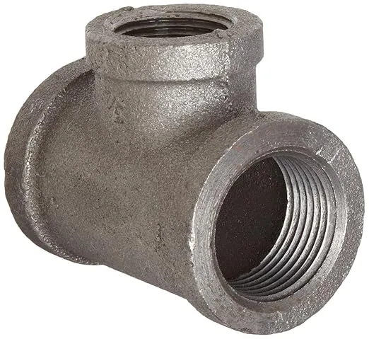 Anvil 8700121307 Malleable Iron Pipe Fitting, Reducing Tee, 3/4" x 3/4" x 1/2" NPT Female, Black Finish