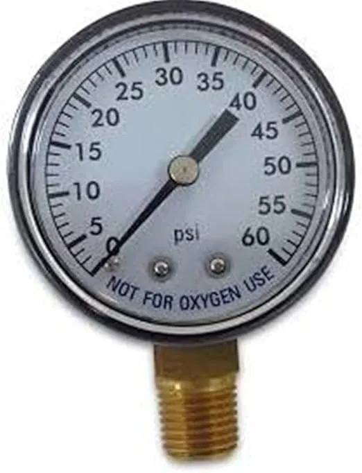Super Pro 80960BU Pool Spa Filter Water Pressure Gauge, 0-60 PSI, Bottom Mount, 1/4-Inch Pipe Thread