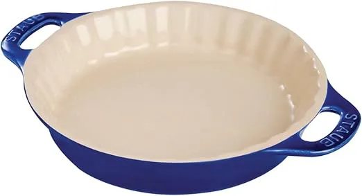 STAUB Ceramics Bakeware-Pie-Pans Dish, 9", 9-inch, Dark Blue