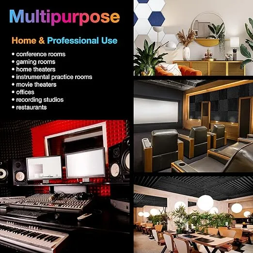 Fstop Labs 0.4" X 12" X 12" Acoustic Foam Panels, Sound Absorbing Panel, Beveled Edge Tiles Soundproof Foam Insulation, Soundproof Wall Panels
