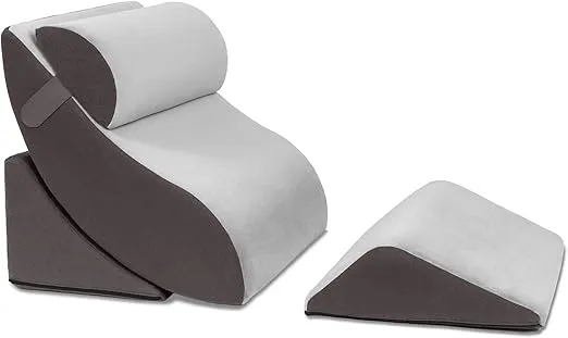 Avana Kind Bed Orthopedic Support Wedge Pillow Comfort System – for Post-Surgery, Heartburn, Snoring, Acid Reflux & GERD, 4-Piece-Set, Grey/Charcoal