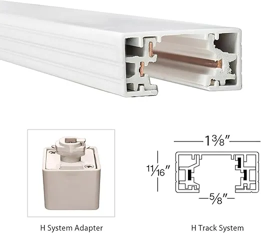 WAC Lighting H Track 4FT Single Circuit Field Cuttable 120V Track for H Style 3-Wire Track Fixtures with 2 Endcaps in White