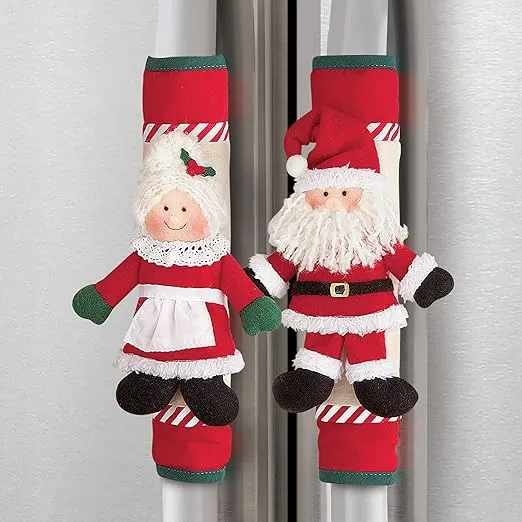 Collections Etc Mr. and Mrs. Claus Appliance Handle Covers - Set of 2