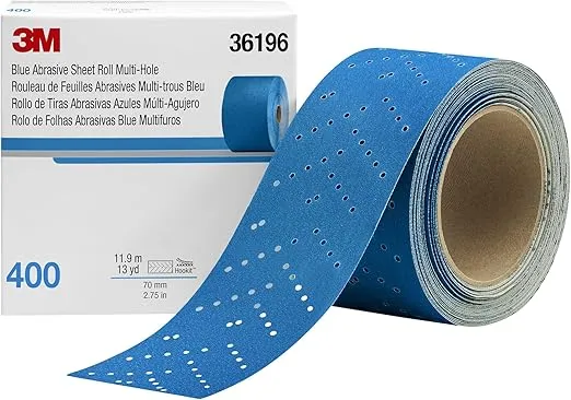 Hookit 3M Blue Abrasive Sheet Roll Multi-hole, 36196, 400, 2.75 in x 13 y