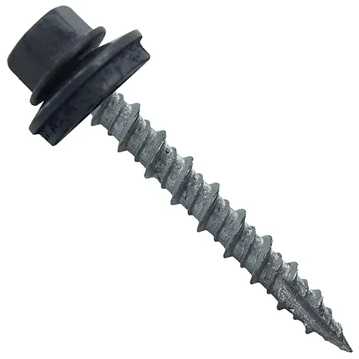 Metal ROOFING SCREWS: (250) 10 x 1-1/2" Fab Charcoal Hex Head Sheet Metal Roof Screw. Self starting metal to wood siding screws. EPDM washer. Colored head